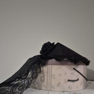 Elegant Black Lace Women's Hat Civil War Reenactor